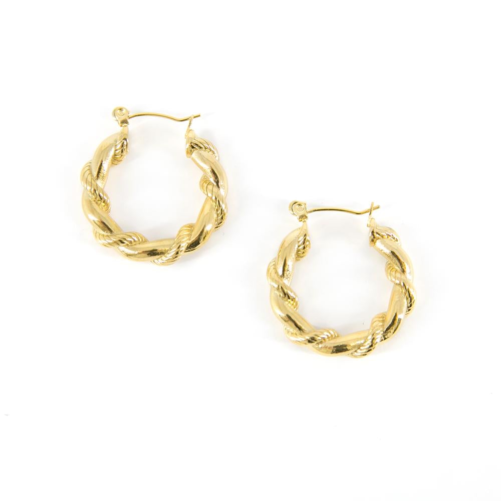 Katie-womens-medium-hoop-earrings-twisted-metal-design-womens-jewellery-gold